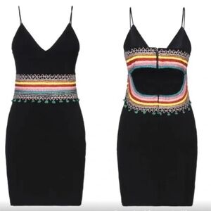 Alice + Olivia Loralee open back embroidered dress